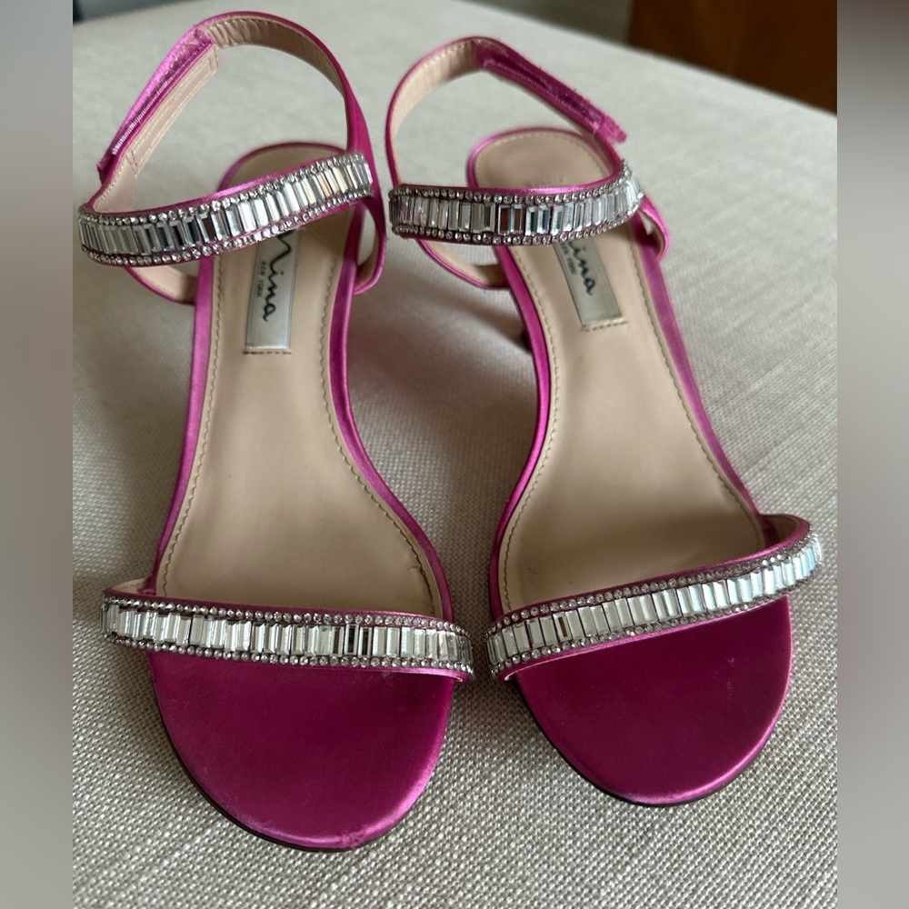 Nina pink heels with crystal straps